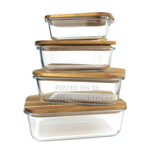 Glass Storage Bowls With Bamboo Lids(4pcs)
