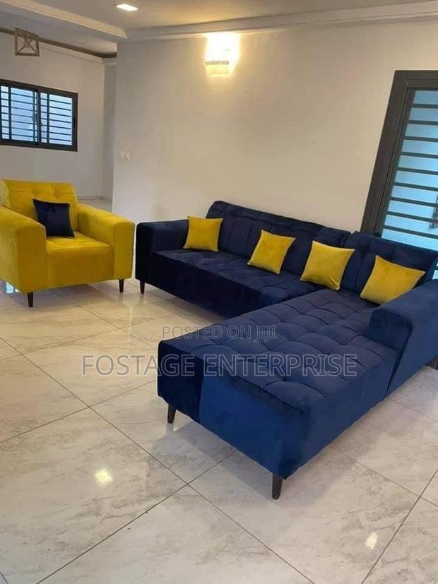 Yellow And Blue Brand New L Shape Sofa And Single · Photo 2