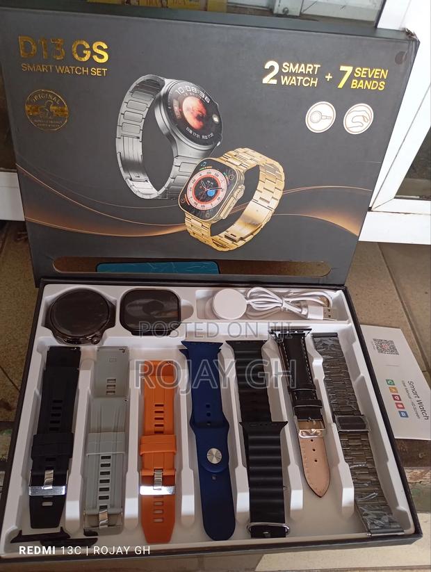 D13-Gs Smart Watch With 2 Smartwatches and 7 Straps - Black photo 2