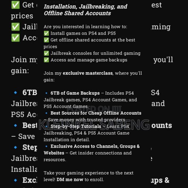 Masterclass: Ps4 Ps5 Game Installation Jailbreak Account
