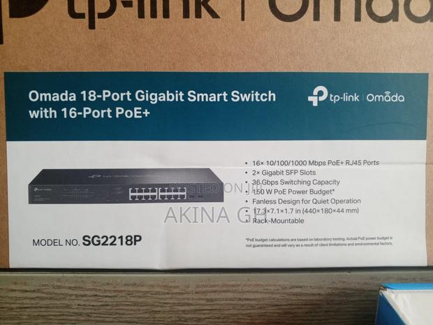 TP-Link Omada 16 Port Poe+ Smart Gigabit Switch Sg2218p · Photo 4