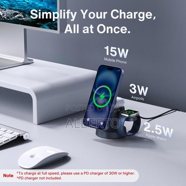 Ivanky 3 in 1 Magnetic Wireless Charging Station, Black photo 5