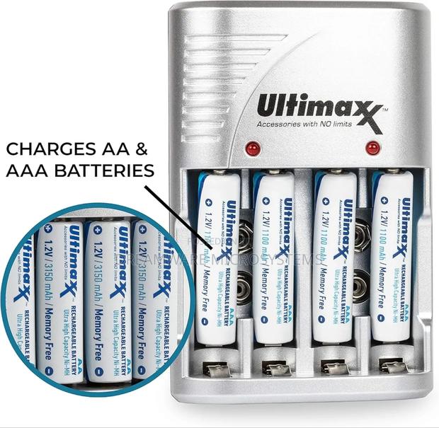 Ultimaxx 4 Port Rapid Charger With4aa Long Lasting Batteries