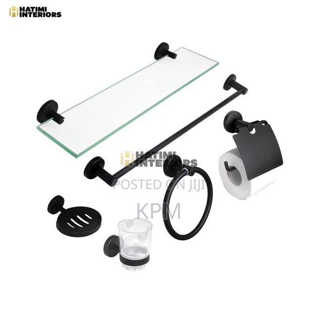 Matt Black 7 In 1 Bathroom Accessories Complete Set