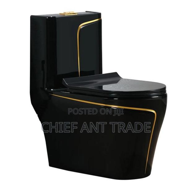 Black Wc Toilet Seat With Gold Gilt W652s · Photo 3