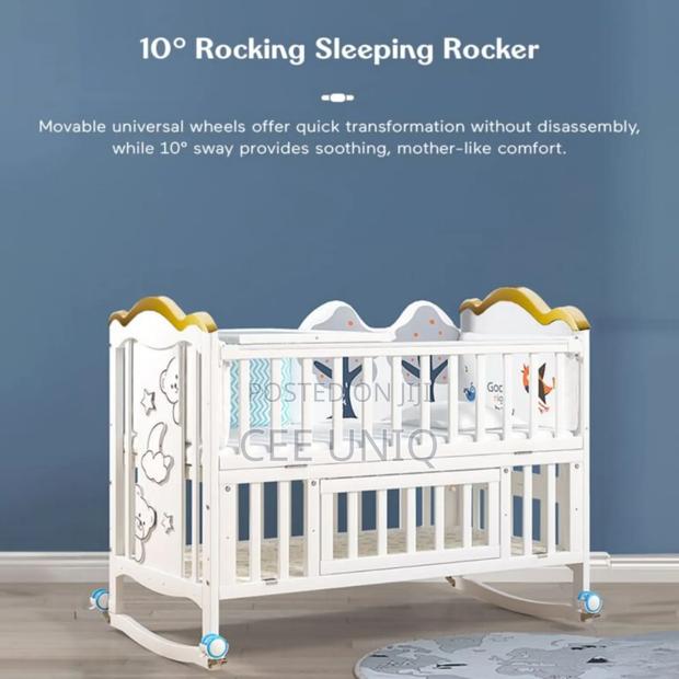 Wooden Cot or Crib With Net, Mattress and Cot Bumper Set photo 2