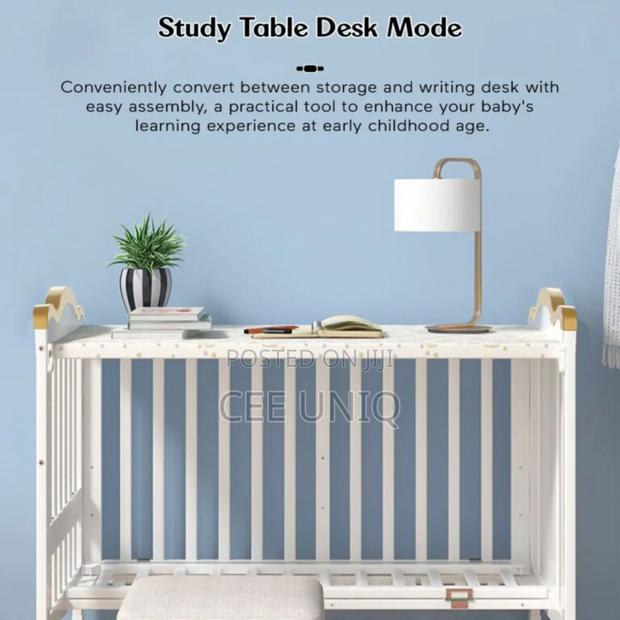 Wooden Cot or Crib With Net, Mattress and Cot Bumper Set photo 6