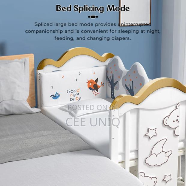 Wooden Cot or Crib With Net, Mattress and Cot Bumper Set photo 5
