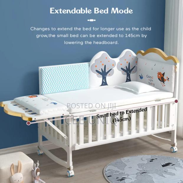 Wooden Cot or Crib With Net, Mattress and Cot Bumper Set photo 10