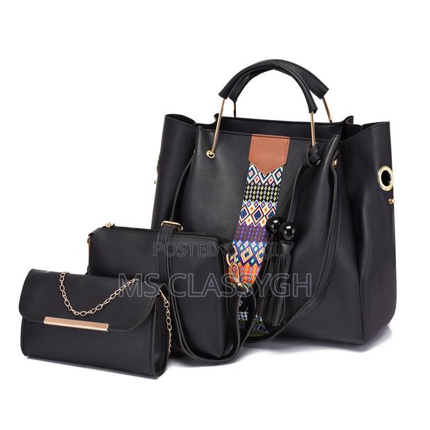 Three-Piece Set Large Crossbody Handbag Beads Tassel