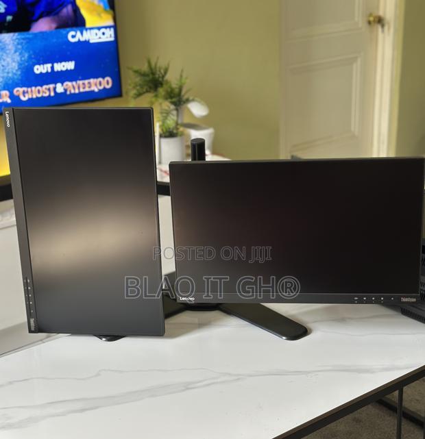 Dual 23” FHD Ips Lenovo Monitors With Dual Stand photo 3