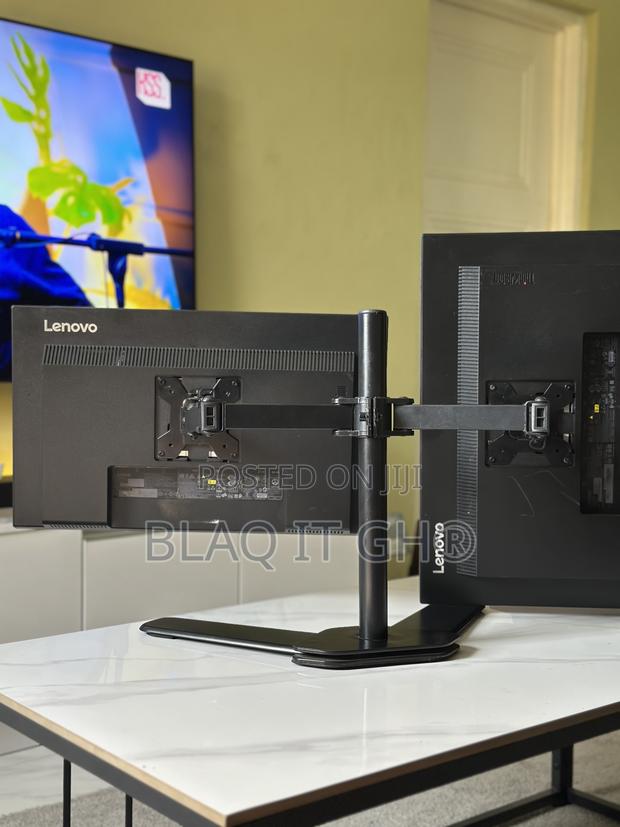 Dual 23” FHD Ips Lenovo Monitors With Dual Stand photo 2