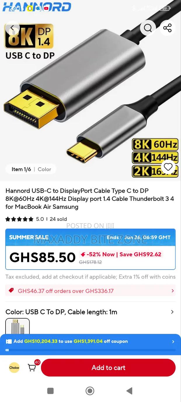 Hannord Usb-c To Displayport Cable 8k@60hz4k@144hz photo 5