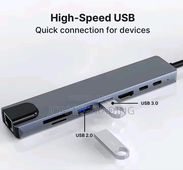 8 In 1 Usb C Hub 3.0 Splitter 4 Laptop, Pd Sd Tf Rj45 Hdmi photo 2