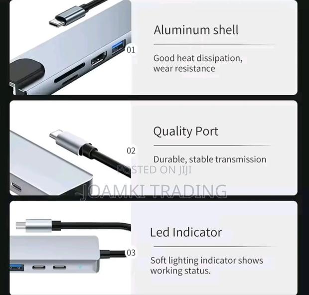 8 In 1 Usb C Hub 3.0 Splitter 4 Laptop, Pd Sd Tf Rj45 Hdmi photo 3
