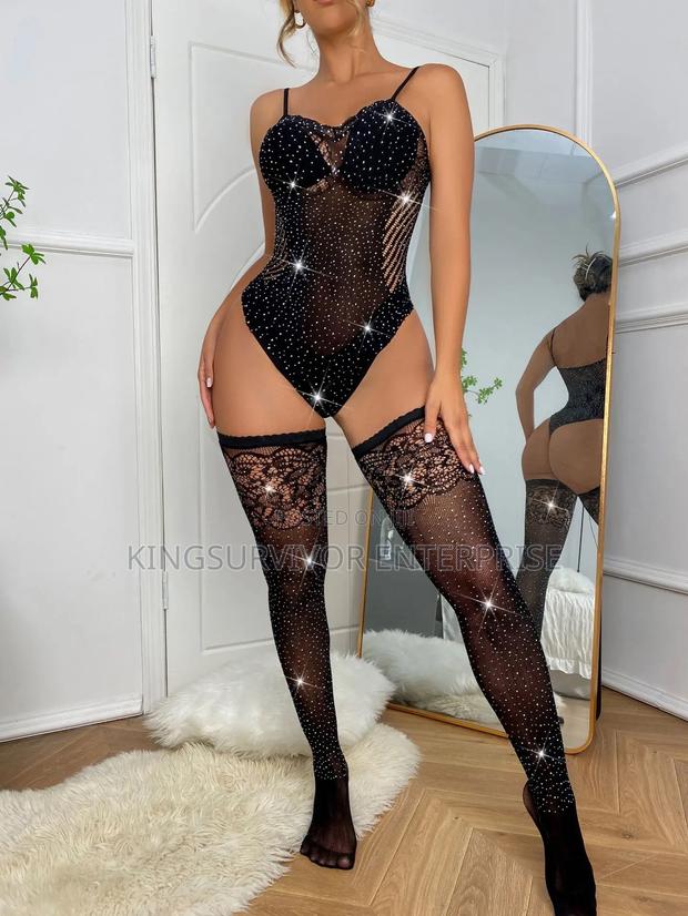Candy Rhinestone Fishnet Body Stocking photo 3