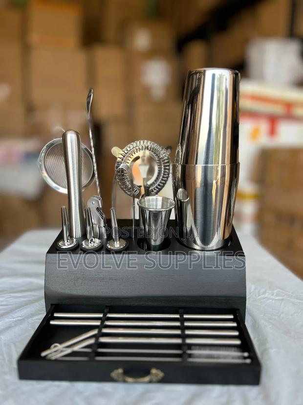 18pcs Cocktail Tools Set With Black Drawer photo 2