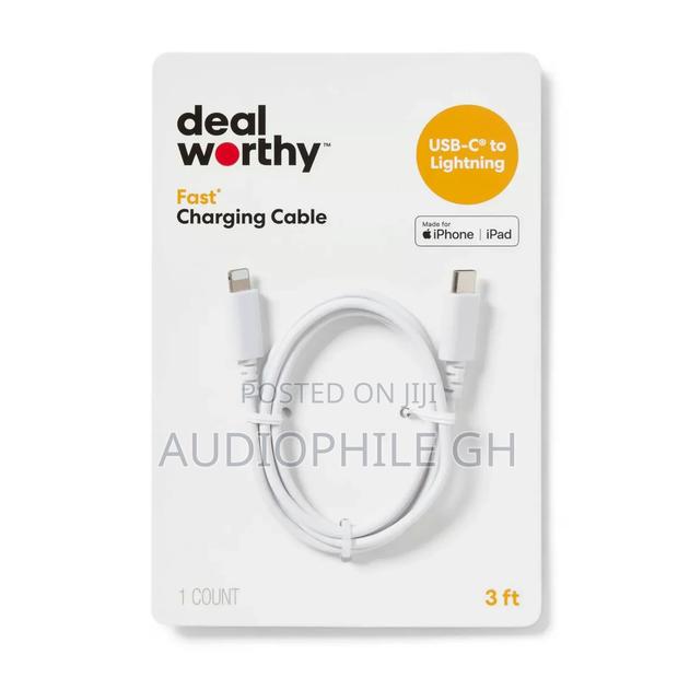 Dealworthy 3' Ft Lightning to Usb-C Charging Cable White · Photo 4