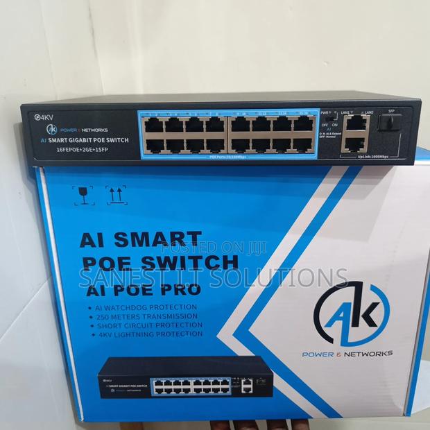 Poe Switch Ak 16 Port With 2uplink Gigabit Port SFP Smart