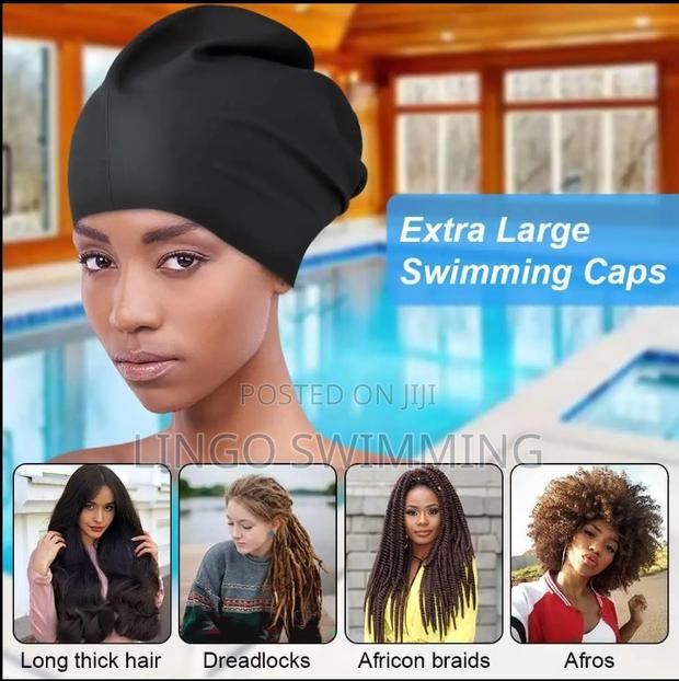 Swimming Cap Extra Large (Xl Black Pink) 100% Waterproof
