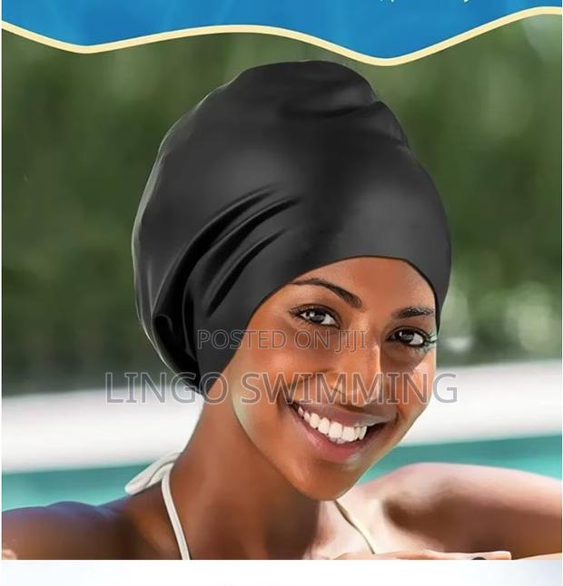 Swimming Cap Extra Large (Xl Black Pink) 100% Waterproof photo 2