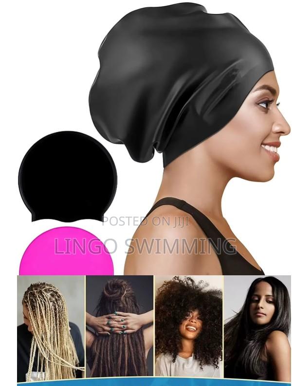 Swimming Cap Extra Large (Xl Black Pink) 100% Waterproof photo 3