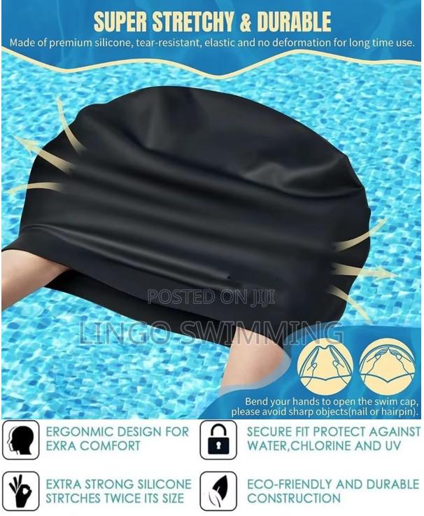 Swimming Cap Extra Large (Xl Black Pink) 100% Waterproof photo 6