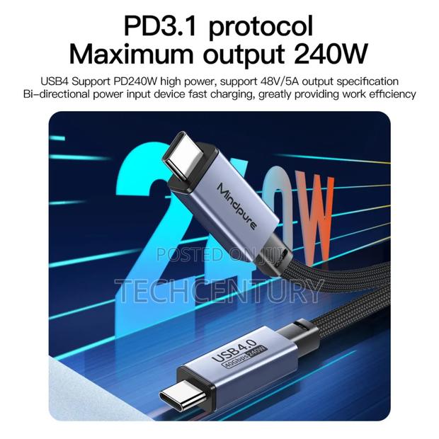 Mindpure Usb4 40gbps Transfer Speeds, 240w Cable, 1 Meter. photo 3