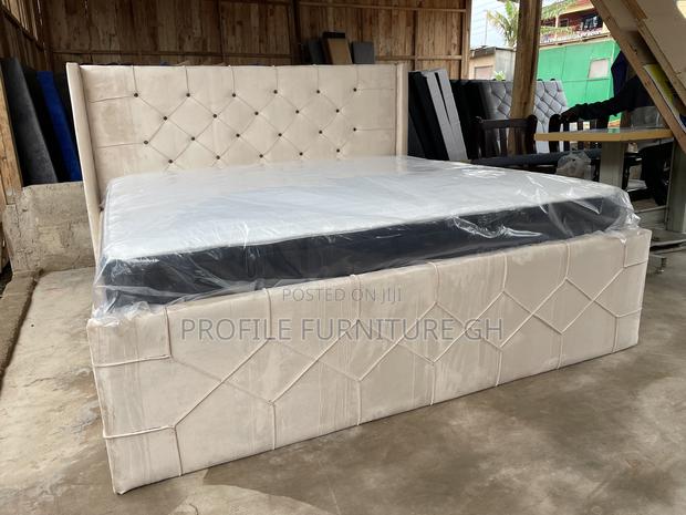 Suede Cream Queen Bedframe With Mattress// Durable And Luxurious photo 3