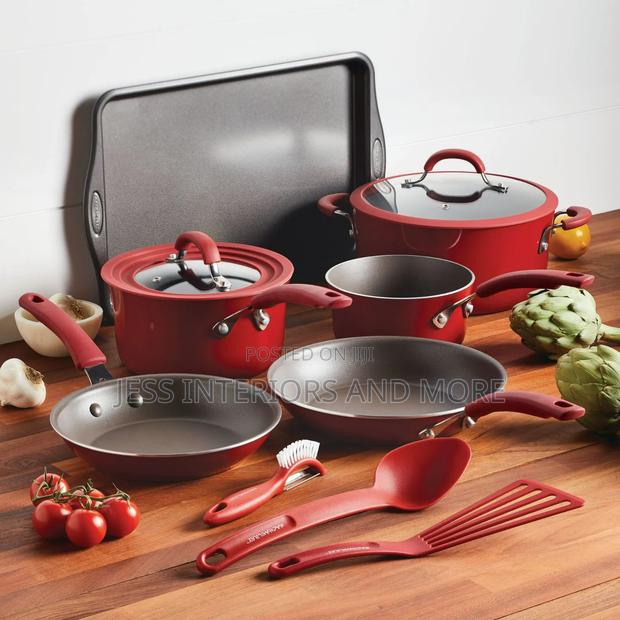 Rachael Ray 11 Pc Aluminum Nonstick Cookware Set, Red photo 2