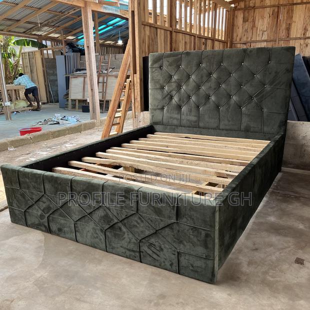 Army Green Suede Double Bedframe// Luxurious And Durable
