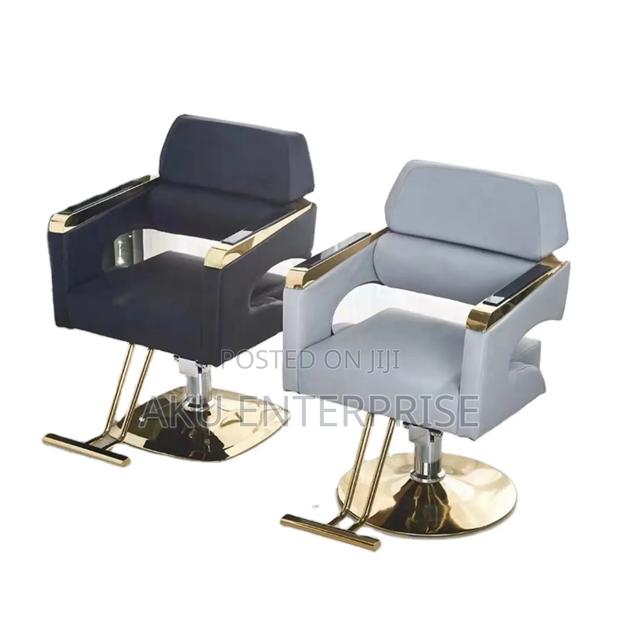 Leather Saloon Chair Gold Legs Adjustable · Photo 3