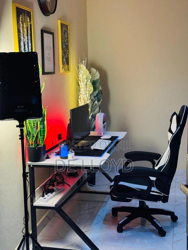 Multipurpose Table With Shelves and Keyboard Desk photo 3