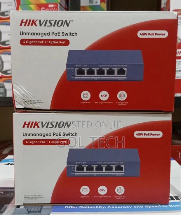 Hikvision 4 Port Unmanaged Gigabit Poe Switch 45w Poe Power · Photo 3