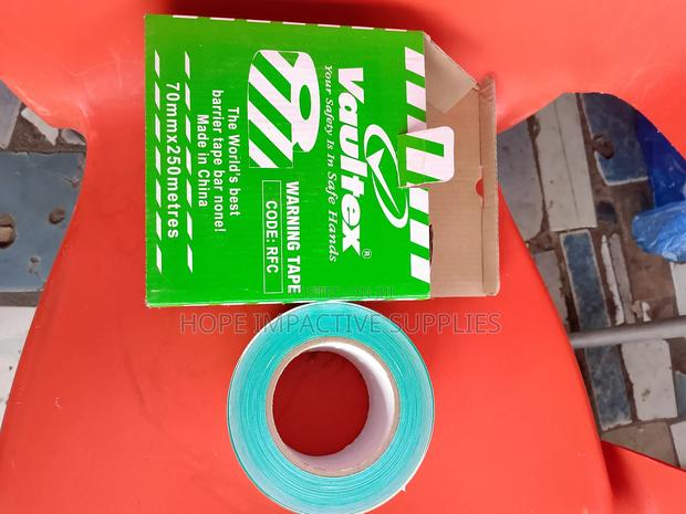 Green And White Warning Tape - 250mm.