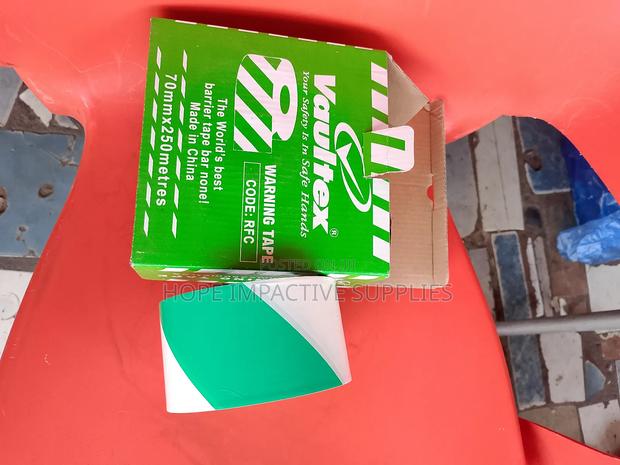 Green And White Warning Tape - 250mm.