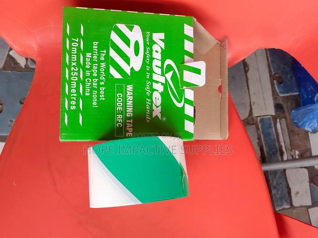 Green And White Warning Tape - 250mm.