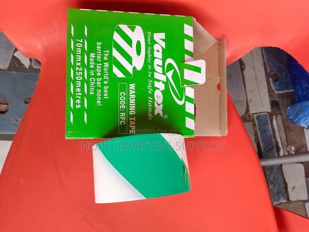 Green And White Warning Tape - 250mm.