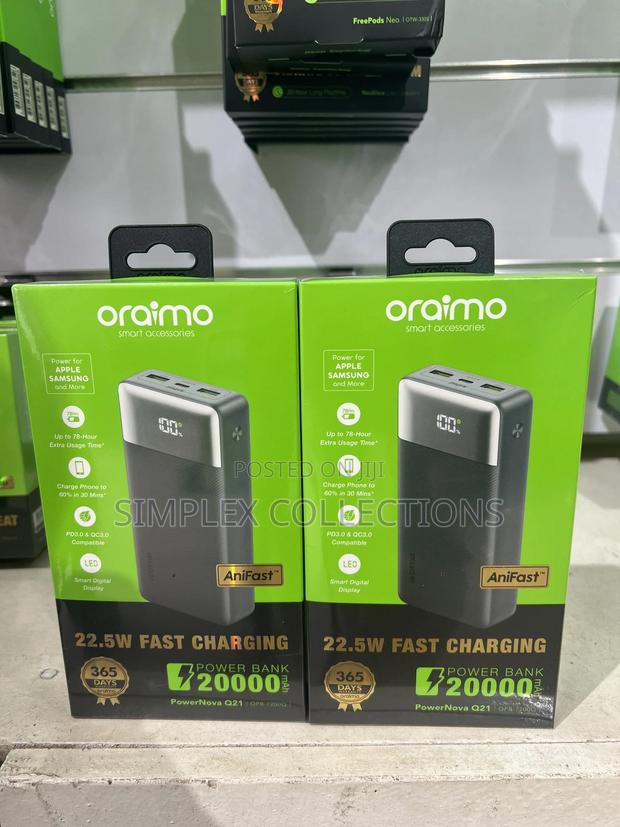 Oraimo Powernova Q21 20000mah 22.5w Power Bank photo 2
