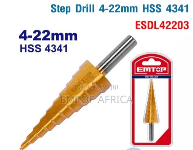One Bit for All Holes! Emtop Step Drill - 4-22mm HSS Steel photo 2