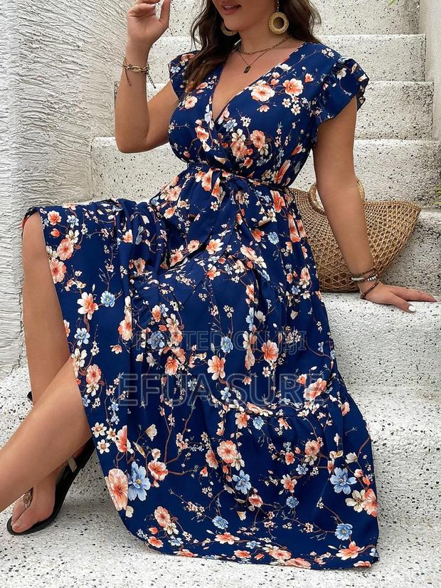 Dazy Shirred Print Tie Up Dress for Women