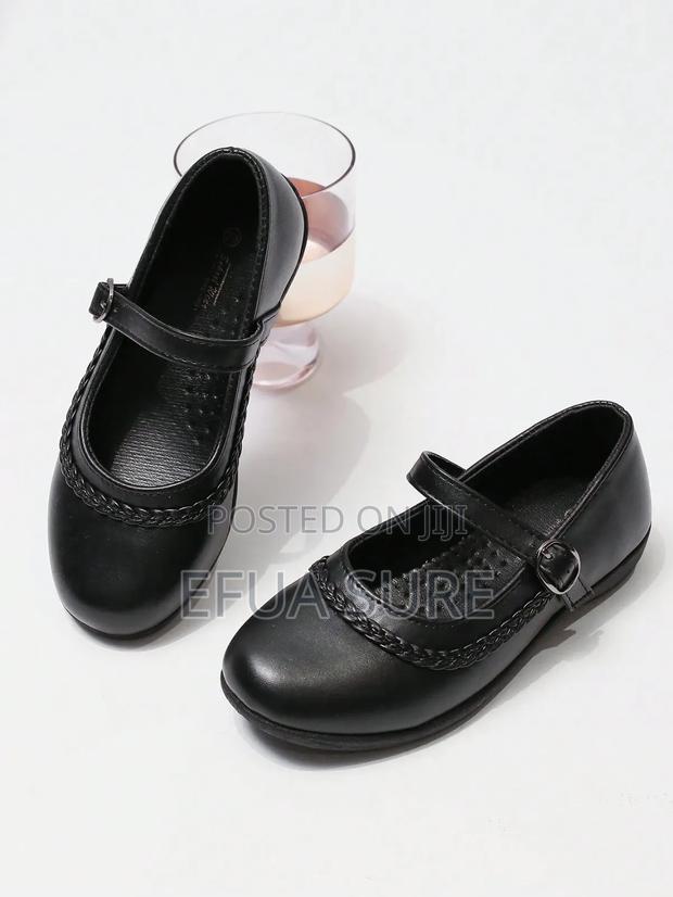 Kids Flat Black Shoes for Girls Students photo 2
