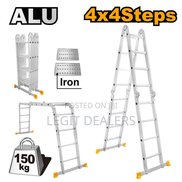 Strong Foldable Multipurpose Aluminium Ladder 4x3steps 4x4 photo 2