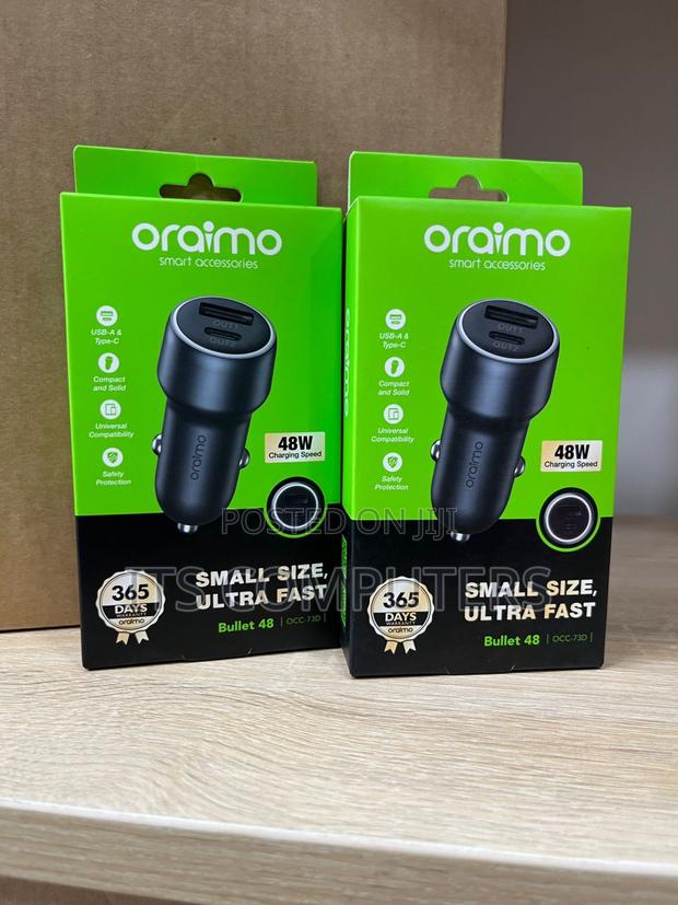 Oraimo Bullet 48w 2 in 1 Car Charger (Usb and Typec) photo 2