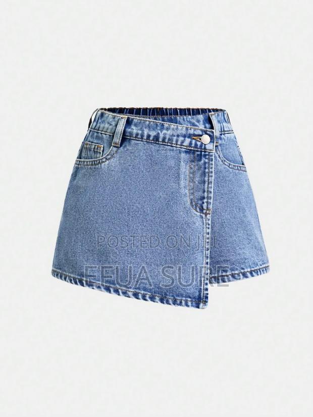 Girls Denim Jeans With Ruffled Skirt