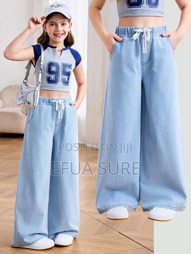 Girls Casual Straight Wide-Leg Jeans for Girls 12yrs photo 3