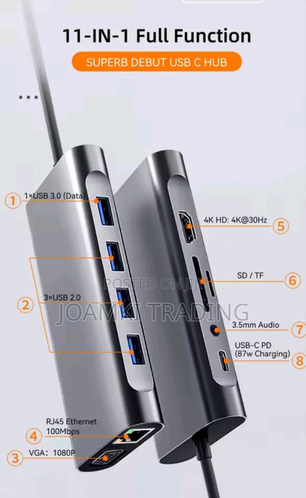 11 in 1 Usb C Hub 3.0 Splitter 4 Laptop, Vga/Hdmi/Rj45/Sd/Pd photo 4