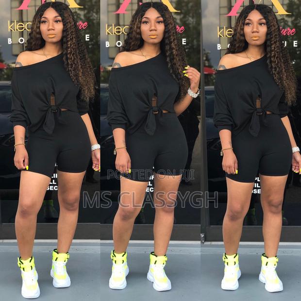 Solid Color Tie Up Hem Off Shoulder Bodycon Tracksuit