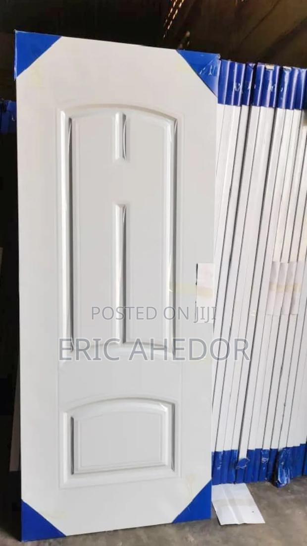 White Wooden Metal Security Door With Metal Frames+ Handle