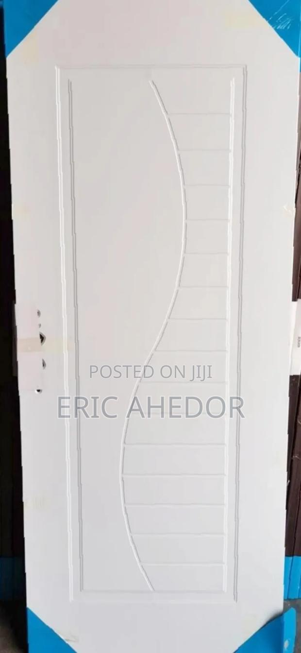 White Bedroom Security Door With Metal Frames and Handles